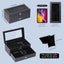 Caja relojes cuero 12 compartimentos 6 gafas 2 capas cajón