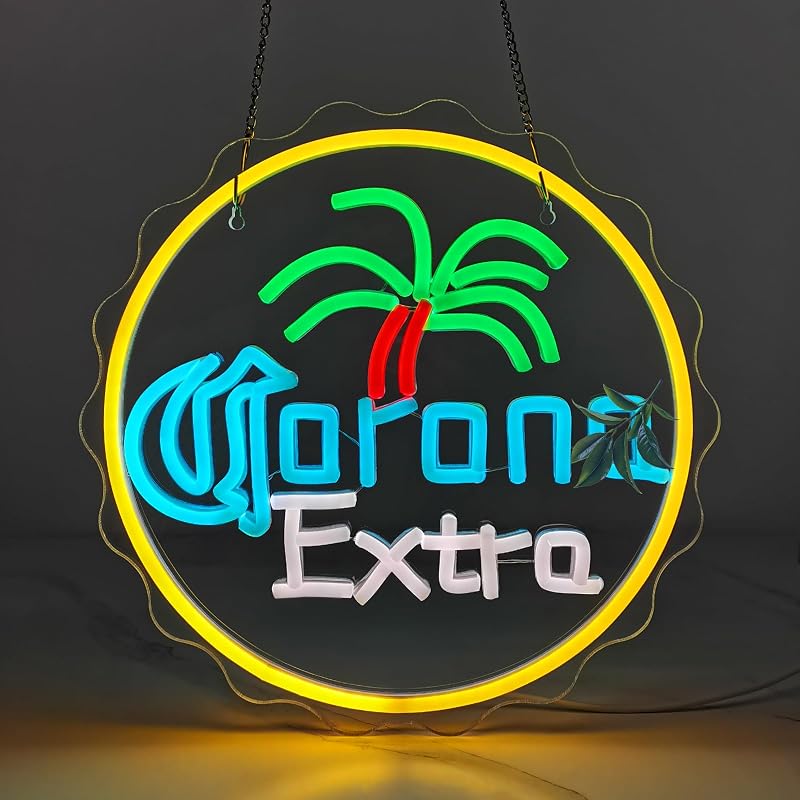 Letrero neón palmera Coro Ex Beer regulable para hogar bar fiesta