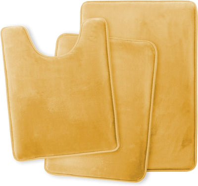 Set 3 Alfombras Baño Espuma Viscoelástica Antiderrap Dorado