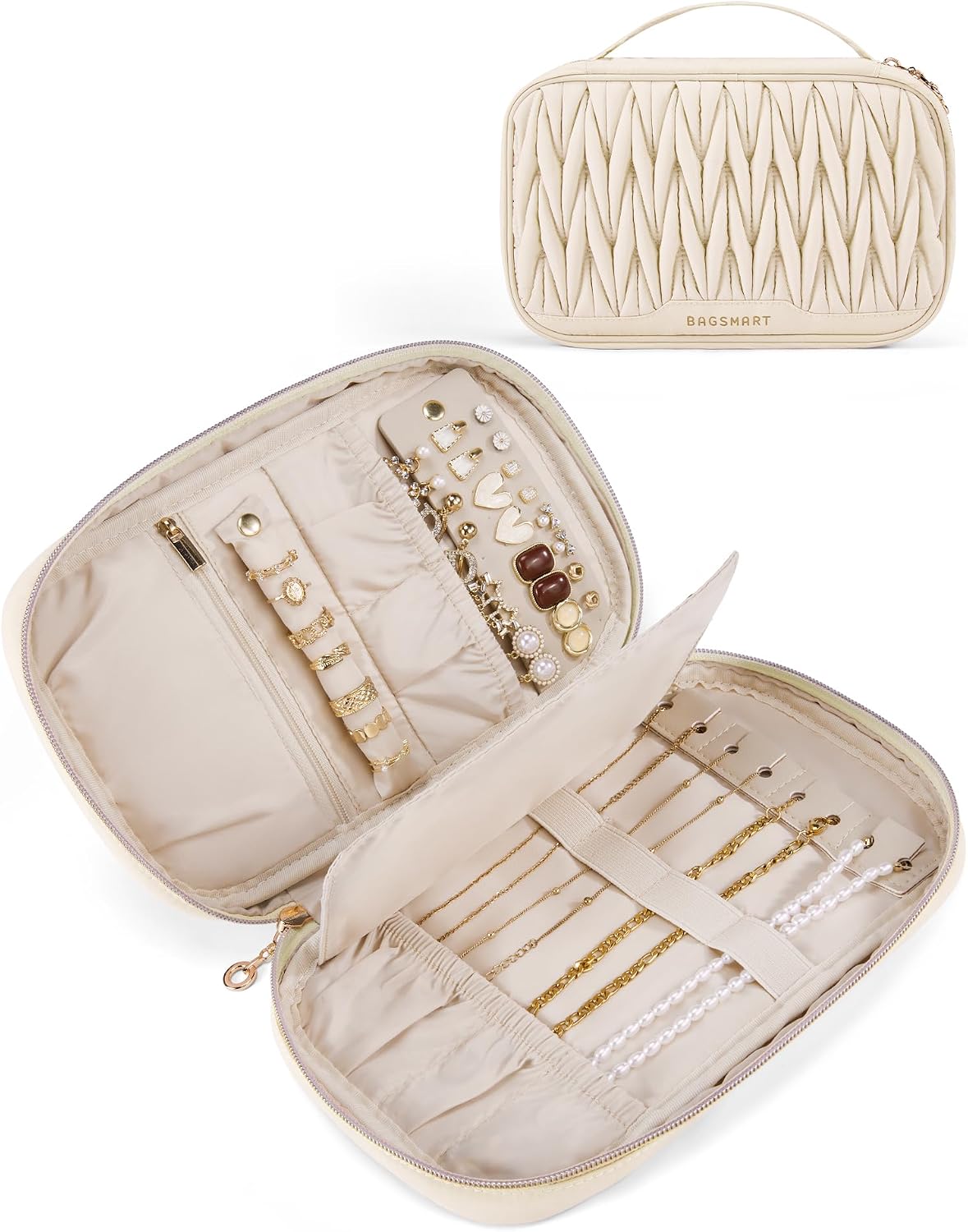 Joyero viaje organiz. para mujeres color beige