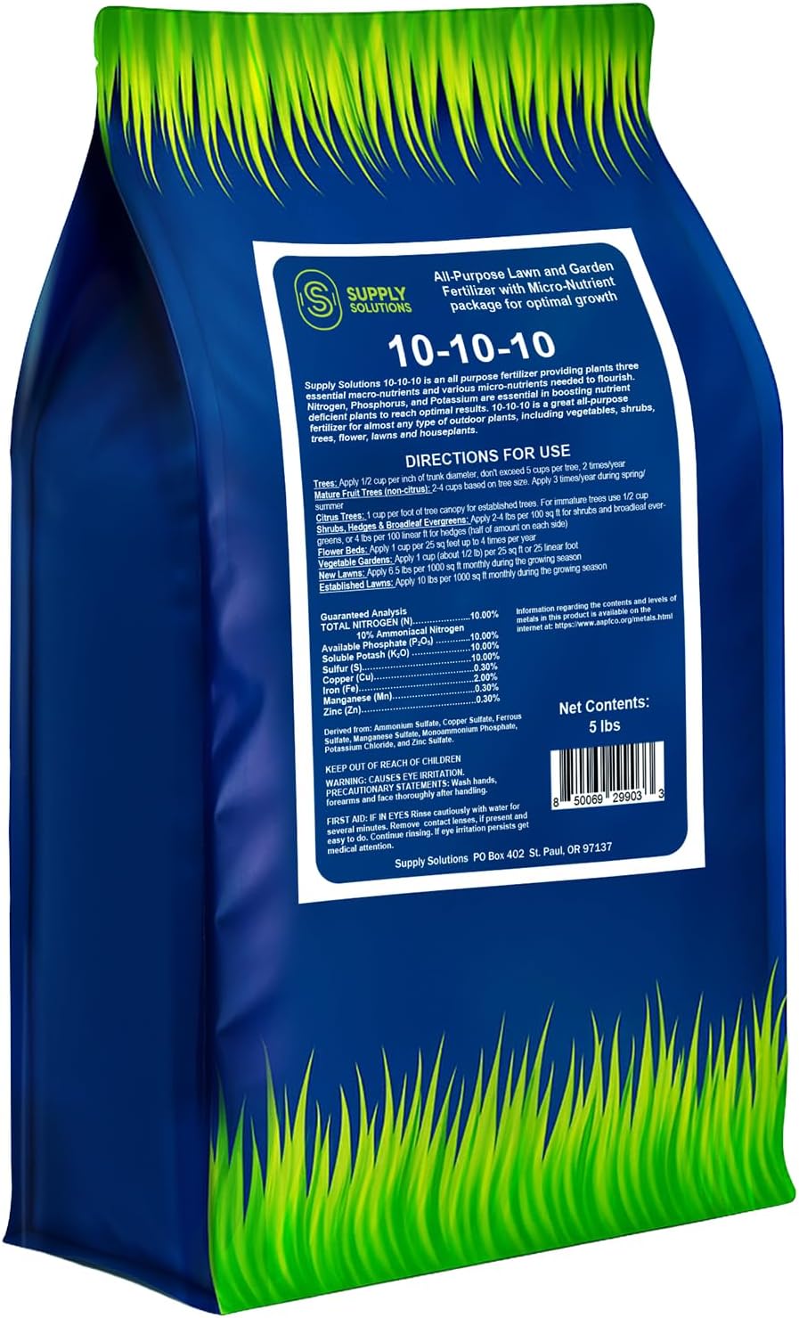 Fertilizante NPK 10-10-10 granular para césped y jardín