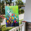 Bandera jardín flores verano libélula 12x18" doble cara