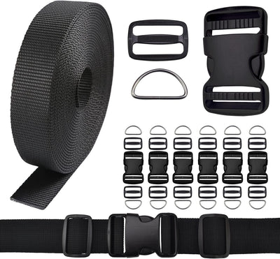 Juego correas 6yd nailon negro 6 hebillas plástico