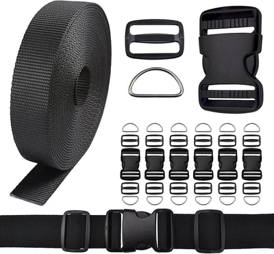 Juego correas 6yd nailon negro 6 hebillas plástico