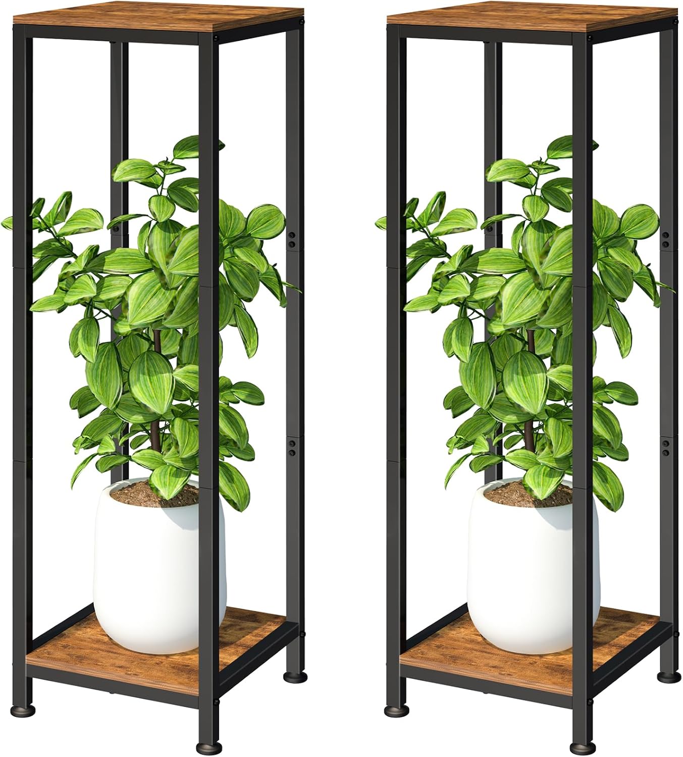 2 Pzas Soporte Plantas Madera 41pulg Resistentes Interior