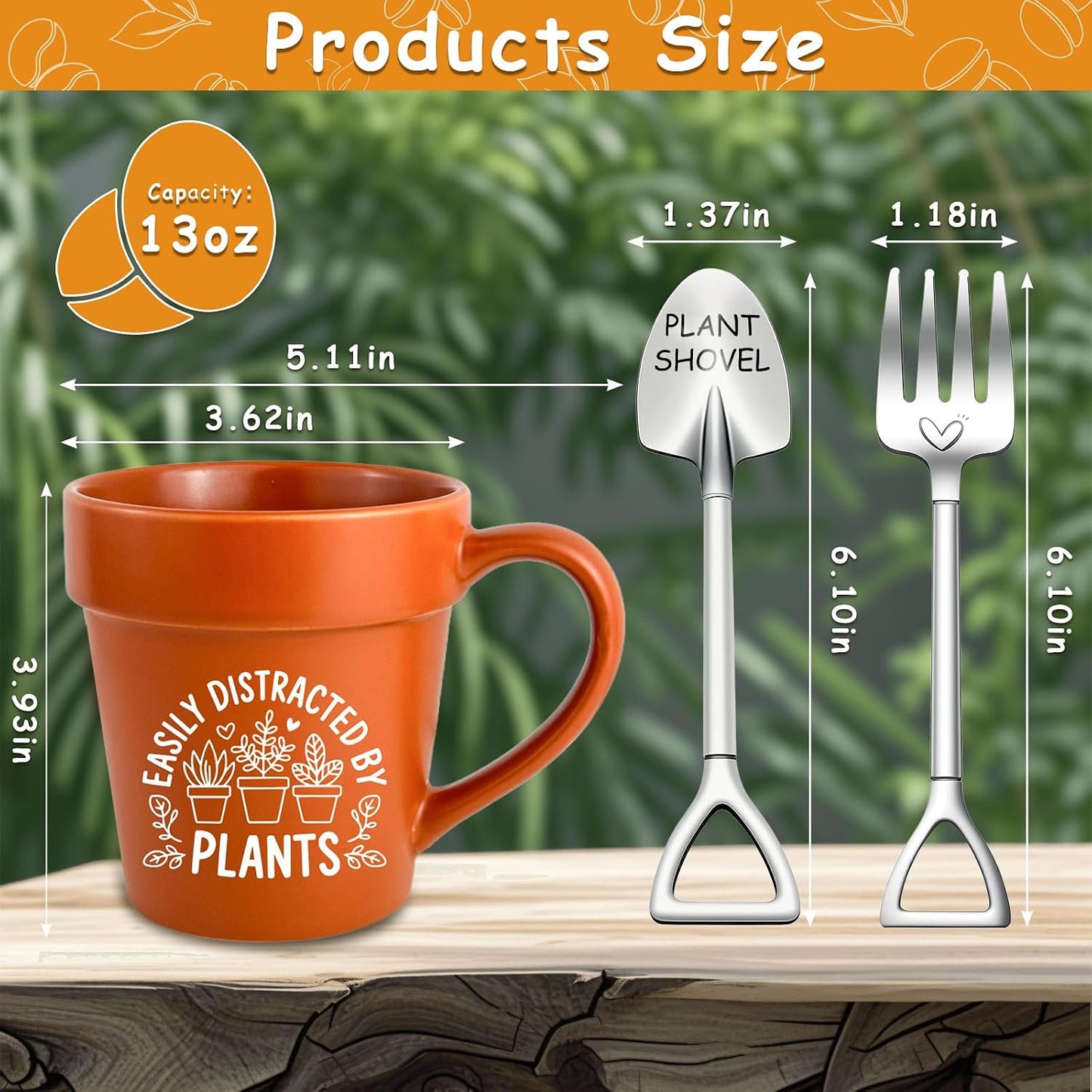 Taza para amantes de plantas con cuchara y tenedor