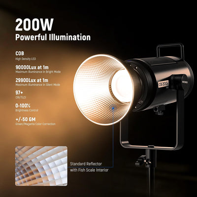 Luz LED COB 210W 2700K-6500K para estudio con control APP
