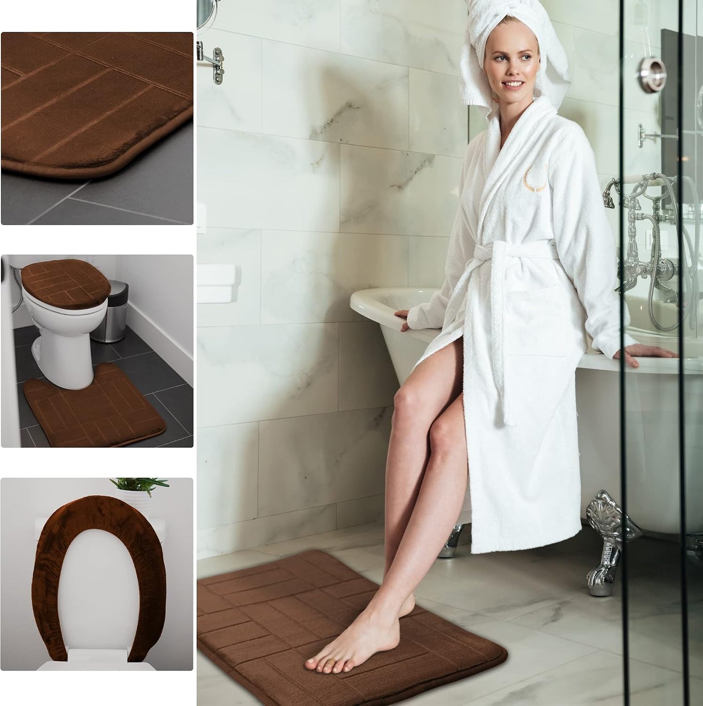 Set 5 Alfombras Baño Espuma Viscoelástica Antiderrapante