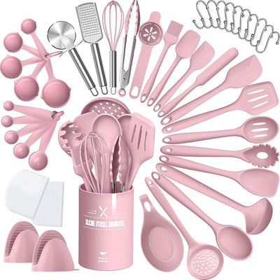 Set 43 Pzas Utensilios Cocina Rosa Antiadherente