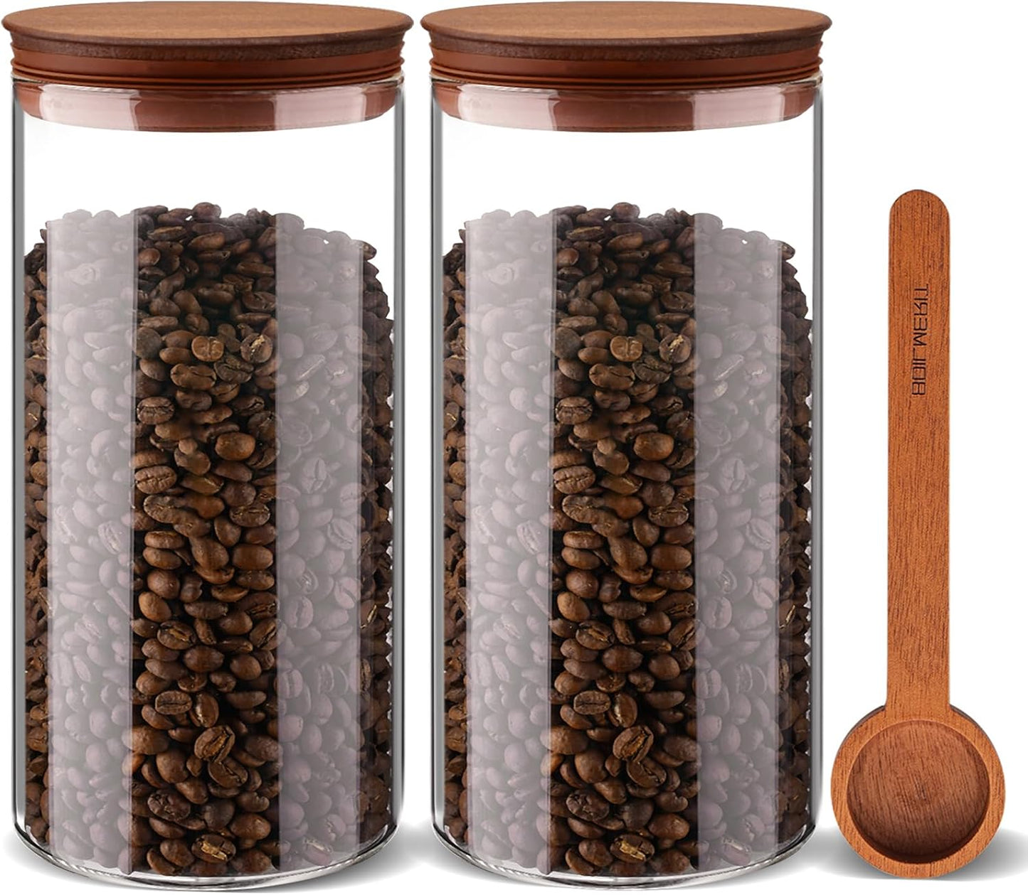 2 Pzas Frascos Vidrio Café 50oz Con Tapa Madera