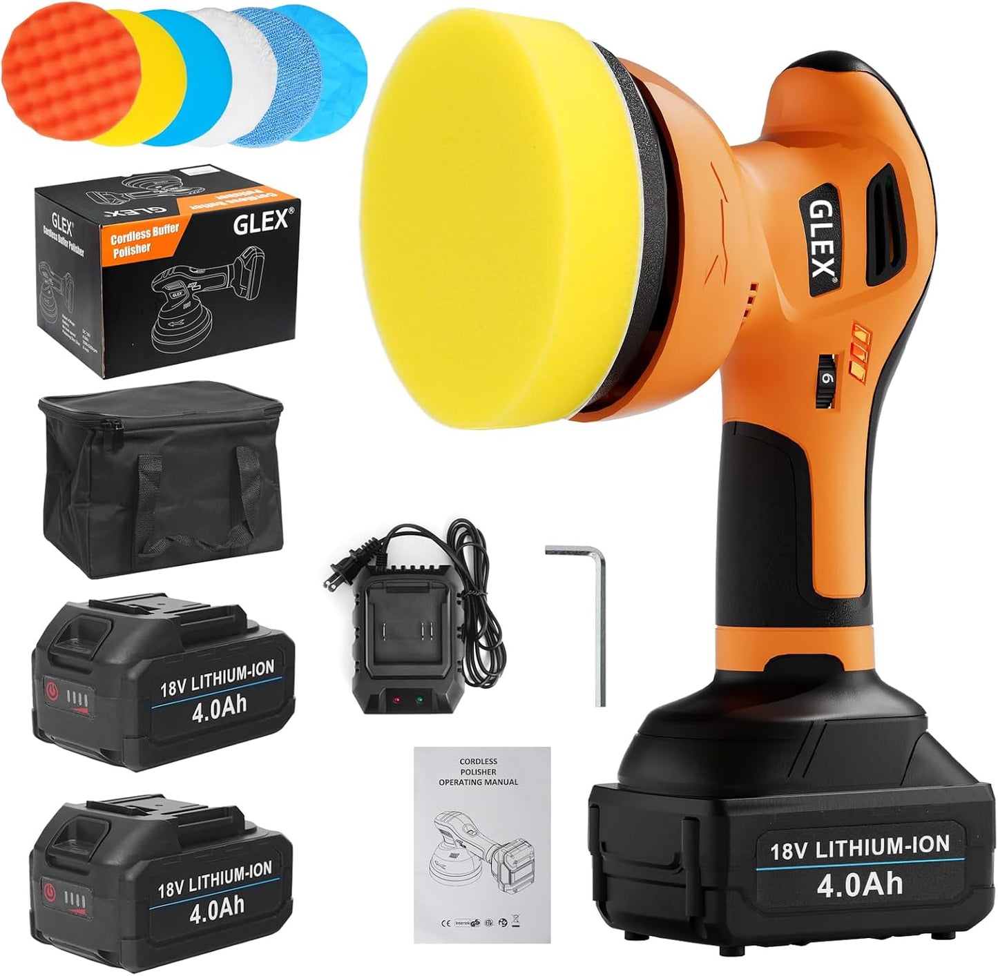 Pulidora eléctrica inalámbrica 6" 18V 4.0AH*2 6600RPM