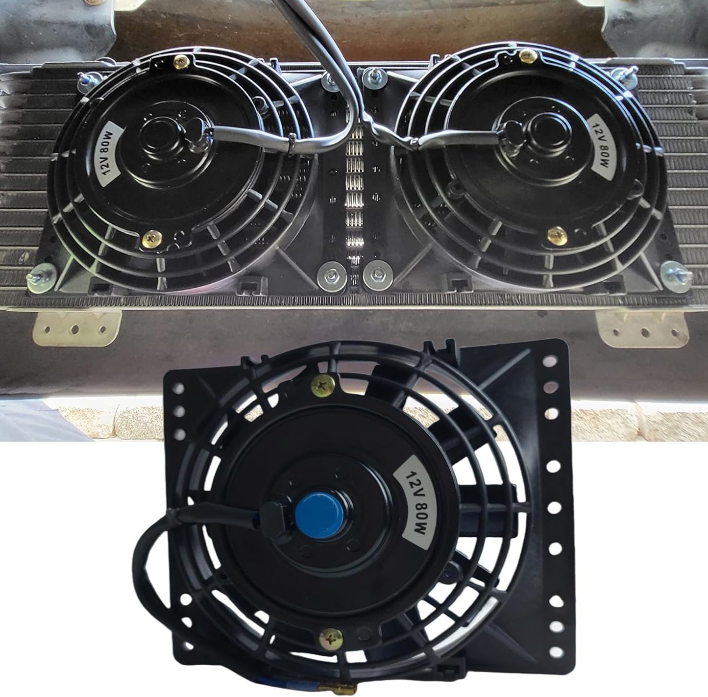 Ventilador radiador 6" 650CFM 12V universal con kit