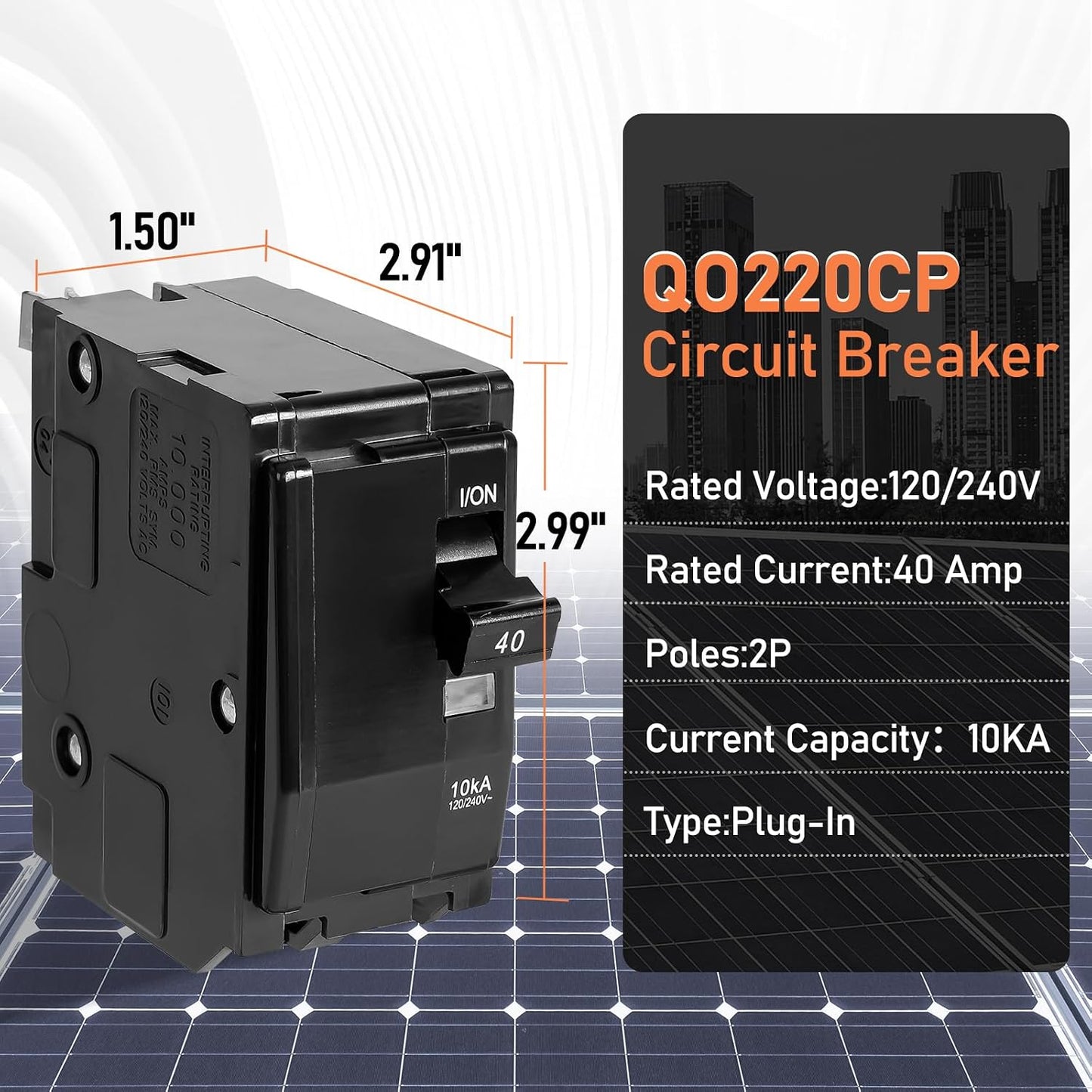 Disyuntor 2P 40A en tándem con luz indicadora