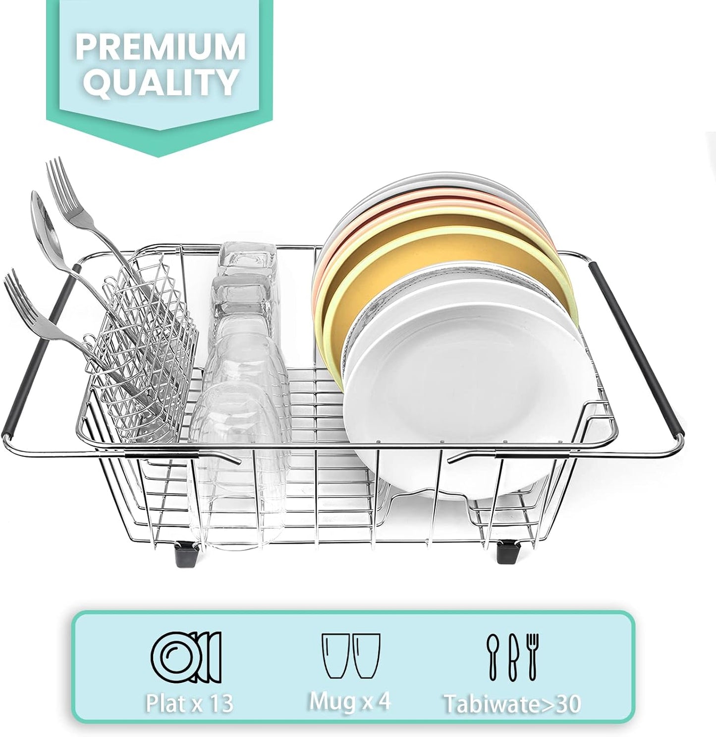 Escurridor platos acero inox con estante ajustable
