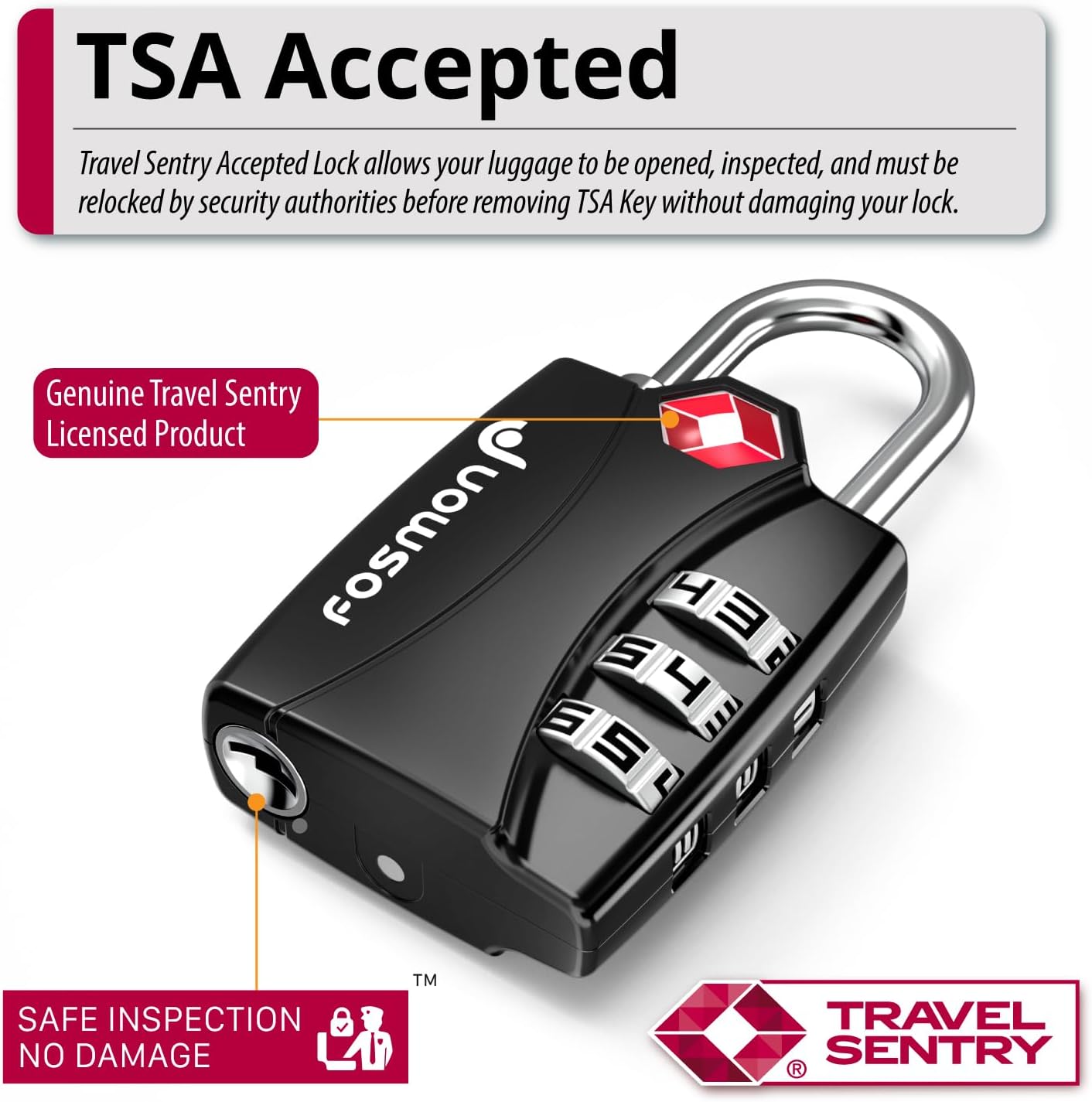 Cerradura TSA 3 dígitos con alerta para bolsa de viaje