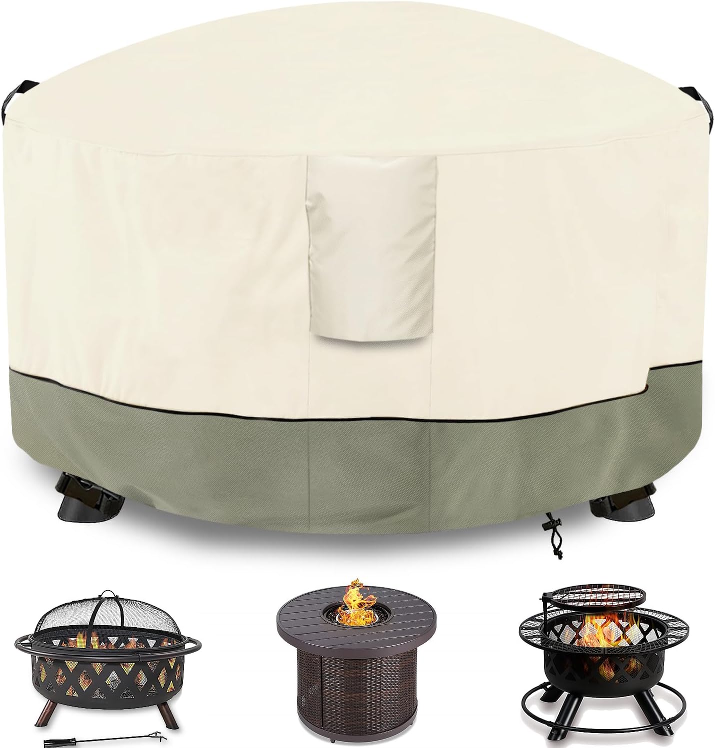 Cubierta hoguera 600D impermeable redonda 40x20 beige