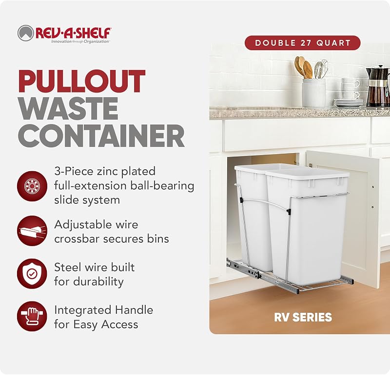 Bote basura extraíble 27qt gabinetes cocina con rieles