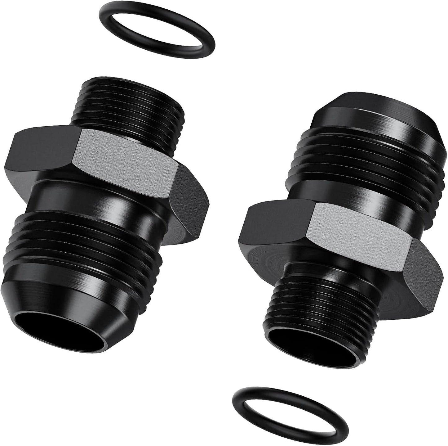 2 Pzas Adaptador Manguera Aluminio Negro Anodizado 10AN a M16x1.5mm