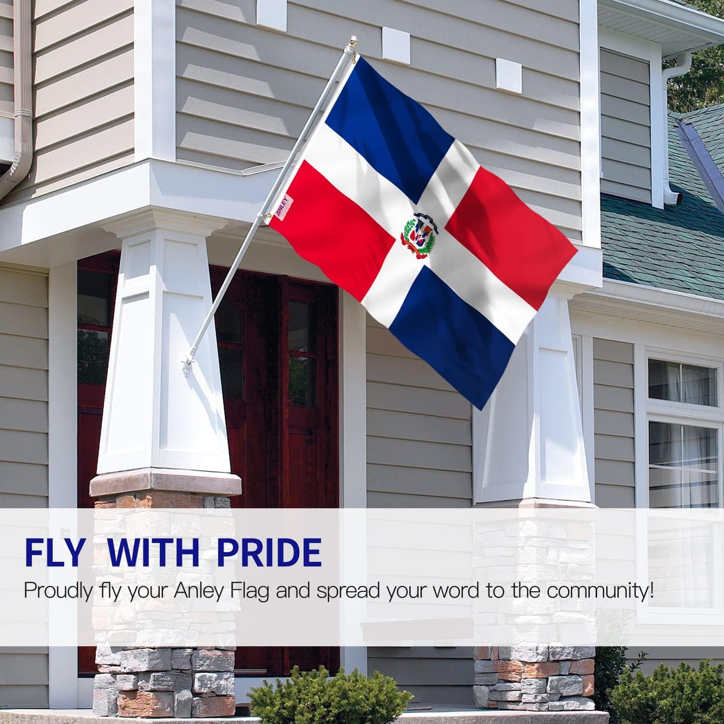 Bandera República Dominicana 3x5ft poliéster doble costura