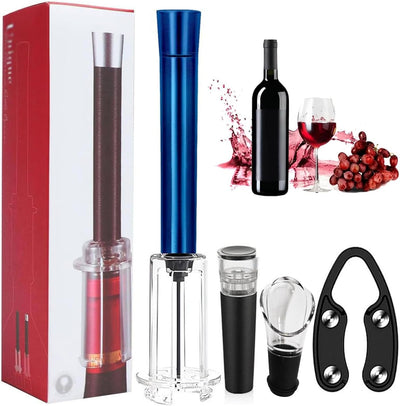 Juego Wino On the Go 4 en 1 con bomba de aire, vertedor, cortador de aluminio y tapón de vacío
