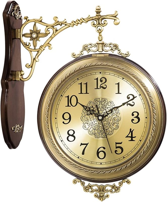 Reloj pared retro doble cara números giratorios sin tictac