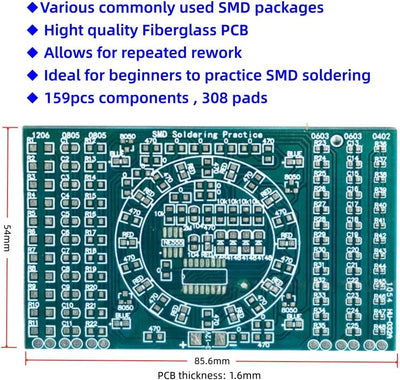 Kit soldadura SMD con PCB luces LED para entusiastas