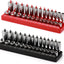 Bandejas enchufes 1/4pulg set 2 piezas SAE y métrico negro rojo
