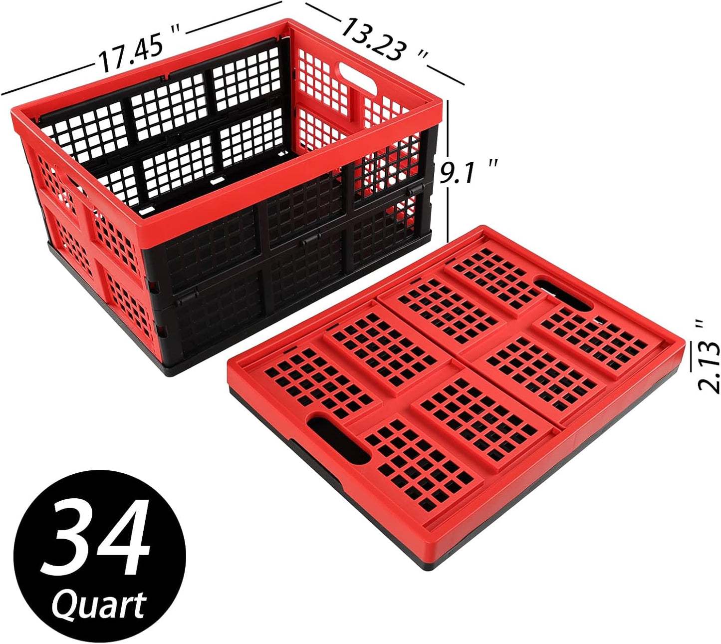 Caja plástico plegable 34qt apilable set 4