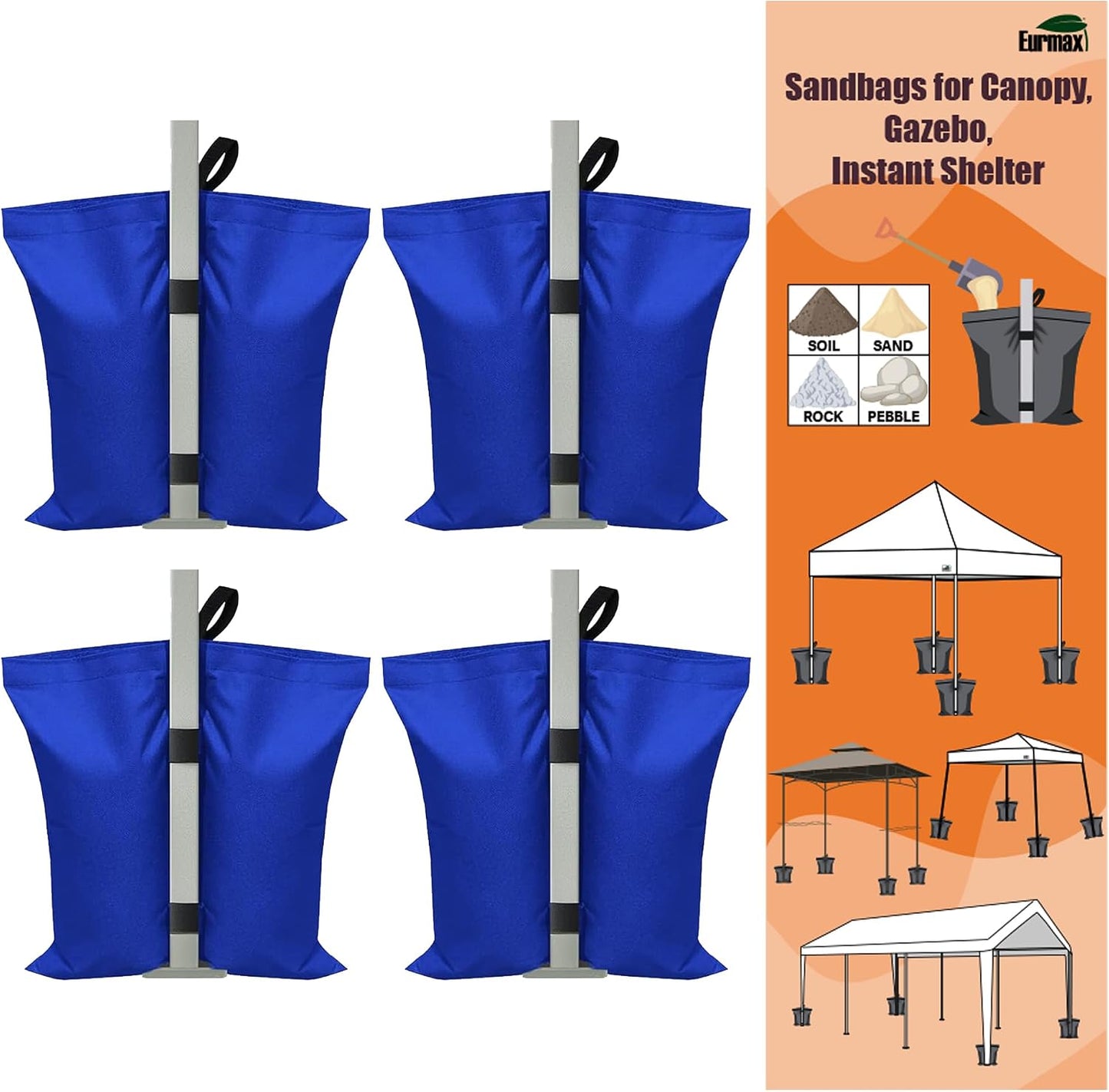 Bolsas peso para toldo al aire libre patas 4 pz azul