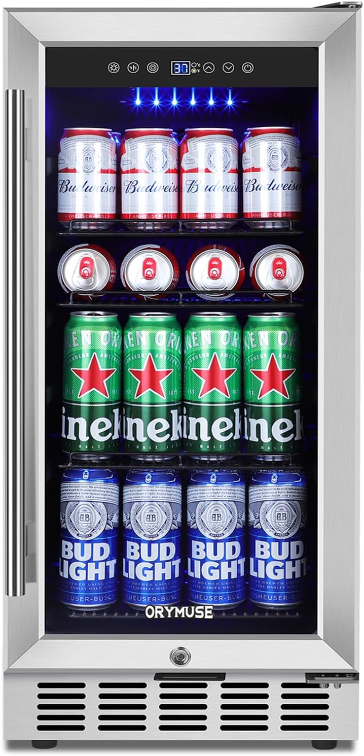 Refrigerador bebidas 15pulg 130 latas puerta vidrio
