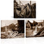 3 Pzas Impresiones Lienzo Vaquero Sepia Rodeo Caballo Silla