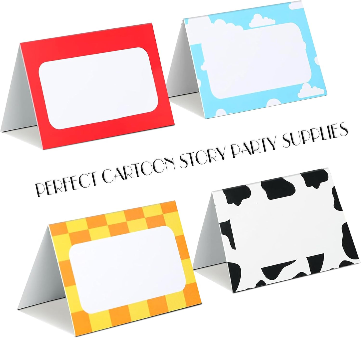 48 Tarjetas Plegables para Etiquetas Mesa Cumpleaños
