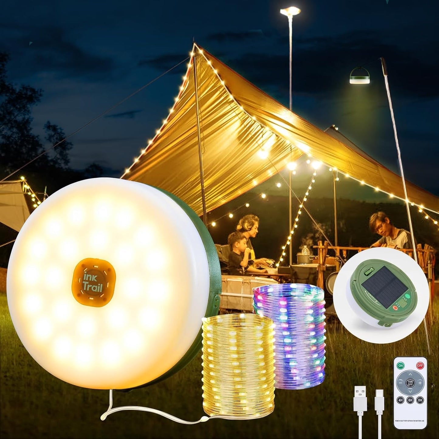 Luces cadena solar 33pulg 13 modos LED recargable
