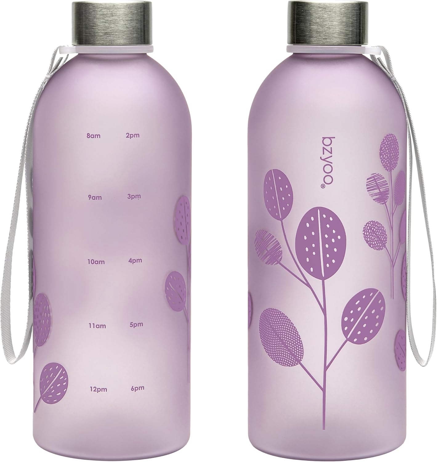 Botella agua transparente 1L con marcador tiempo diseño