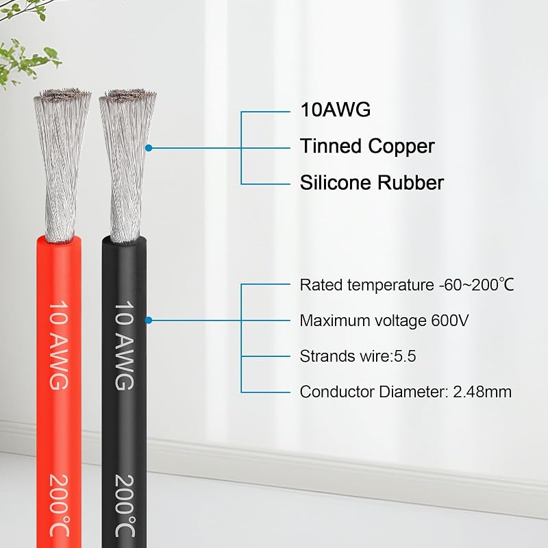 Cable cobre estañado 10 AWG 100 ft rojo y negro