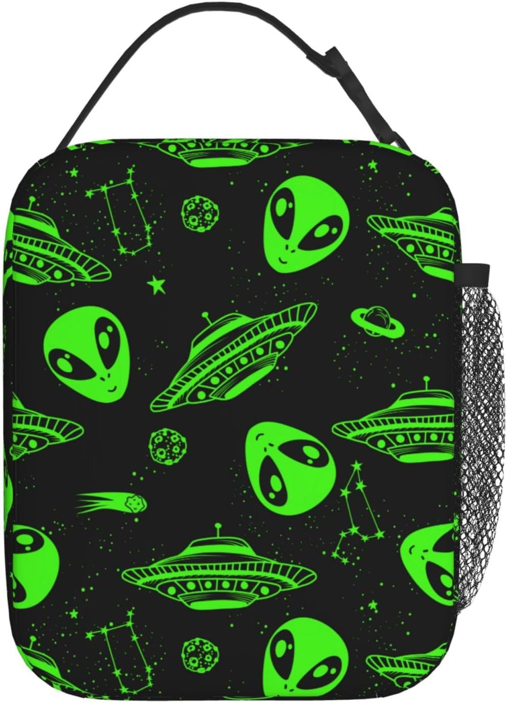 Bolsa almuerzo reutiliz. diseño alienígena verde para niños