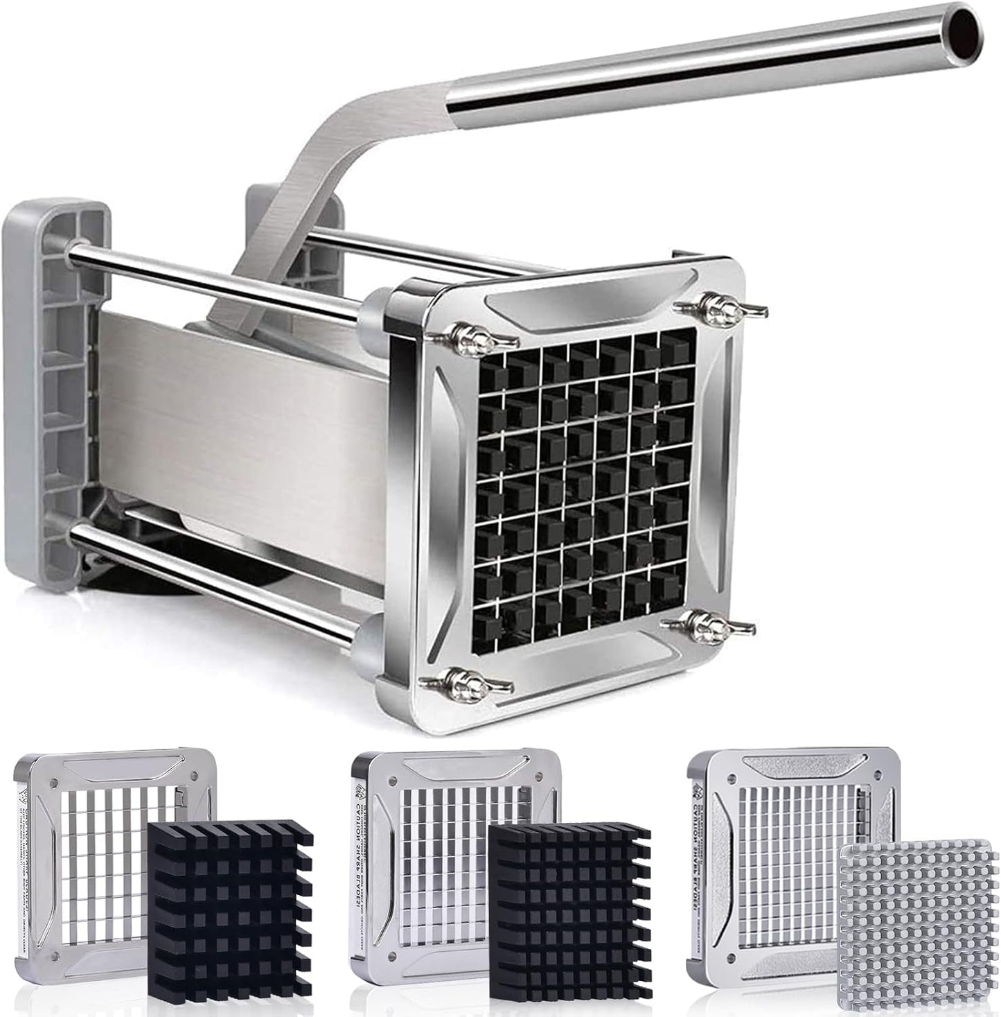 Cortador patatas fritas acero inox hojas 1/2 1/4 3/8 pulg