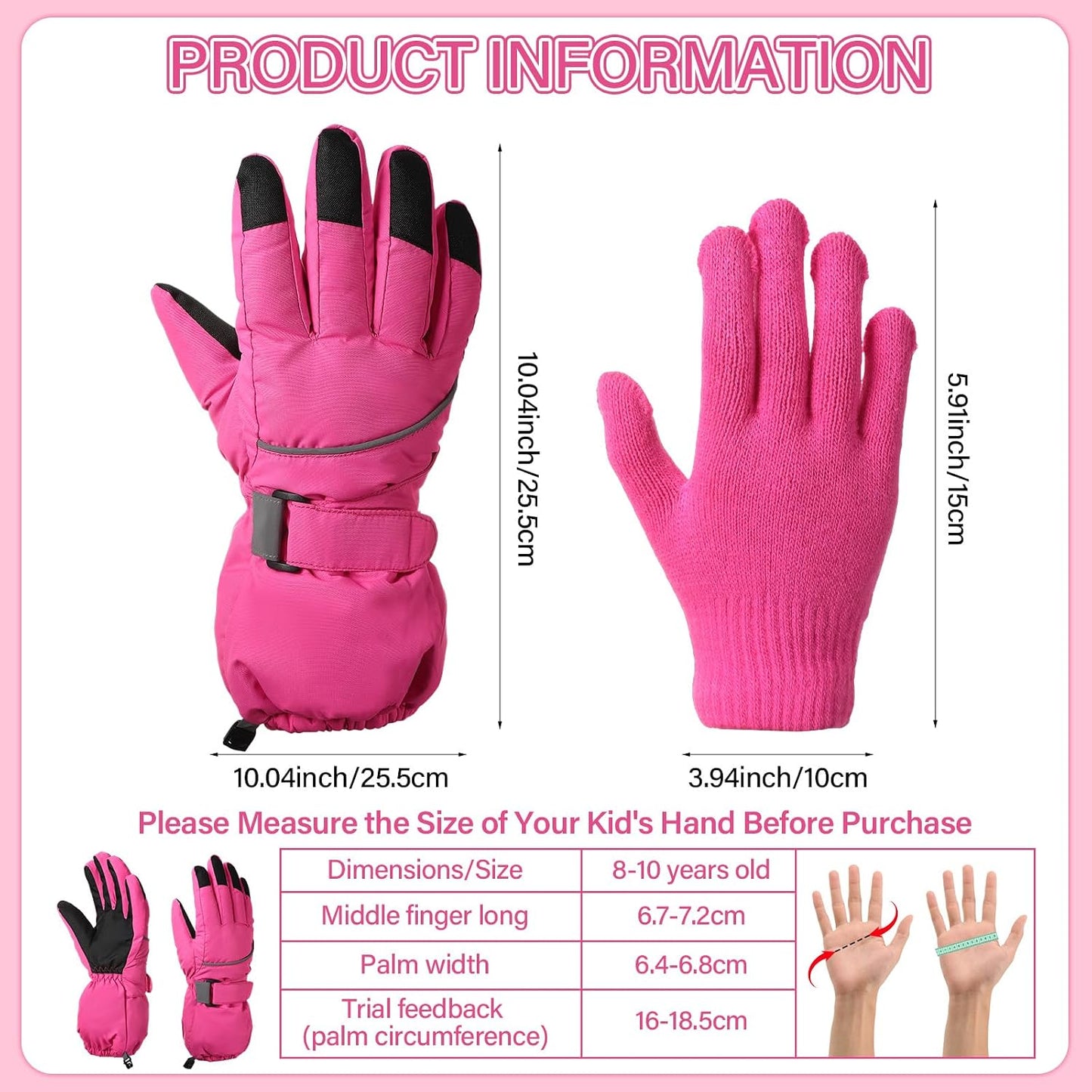 Set 2 Pzas Guantes Calor Invierno Niños Unisex Deporte