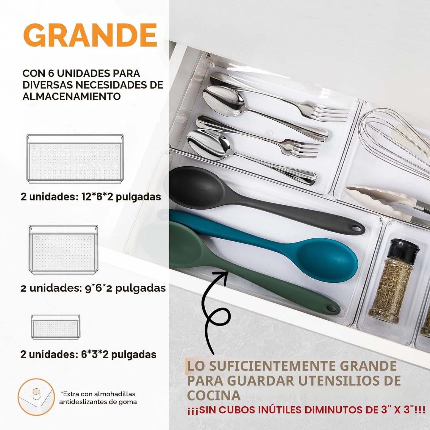 6 Pzas Bandejas Organizadoras Plástico Transparente Acrílico