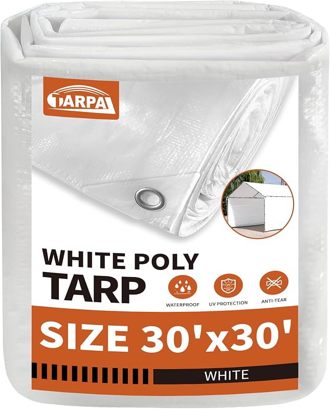 Lona Blanca Impermeable 30x30ft 7.5mil Multiusos