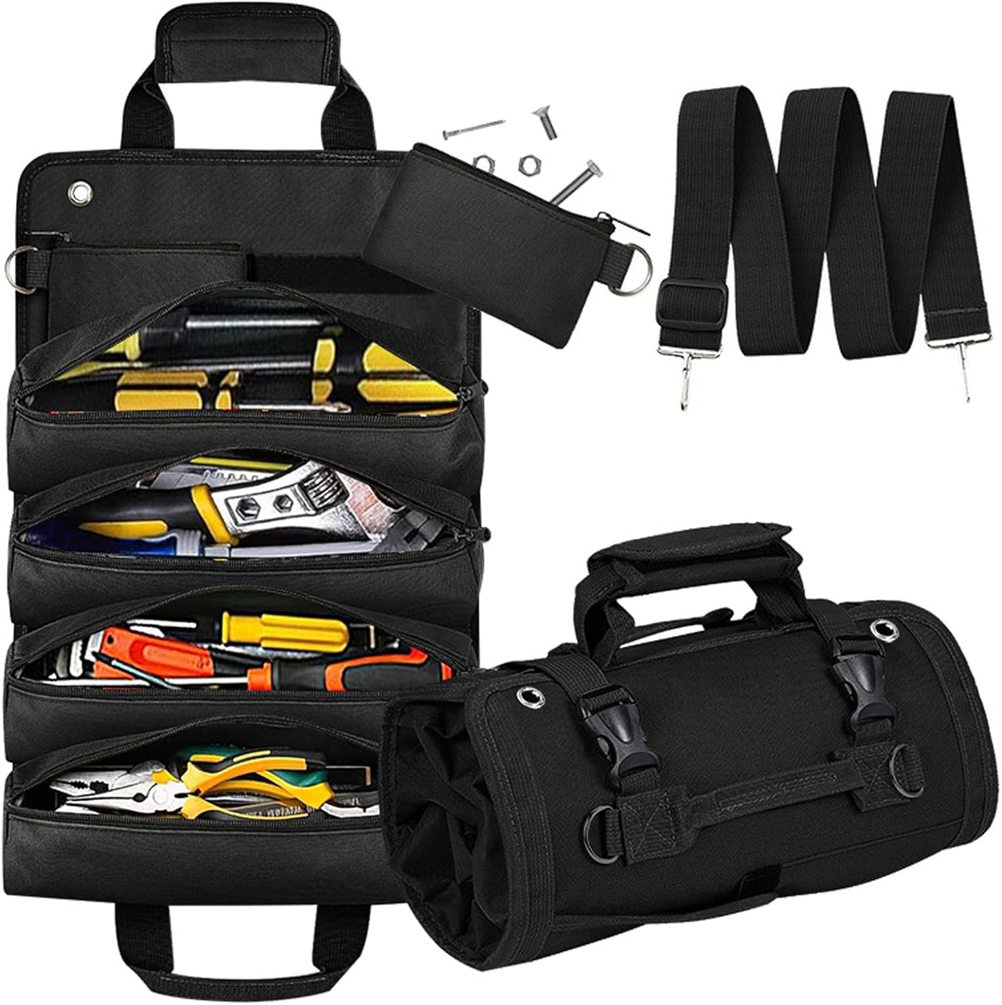 Bolsa herramientas enrollable plegable motocicleta negro