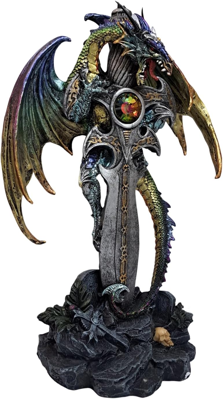 Lámpara mesa dragón 24.5pulg tela gótica medieval