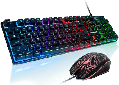 Combo teclado mecánico RGB y mouse 4800DPI para PC y juegos