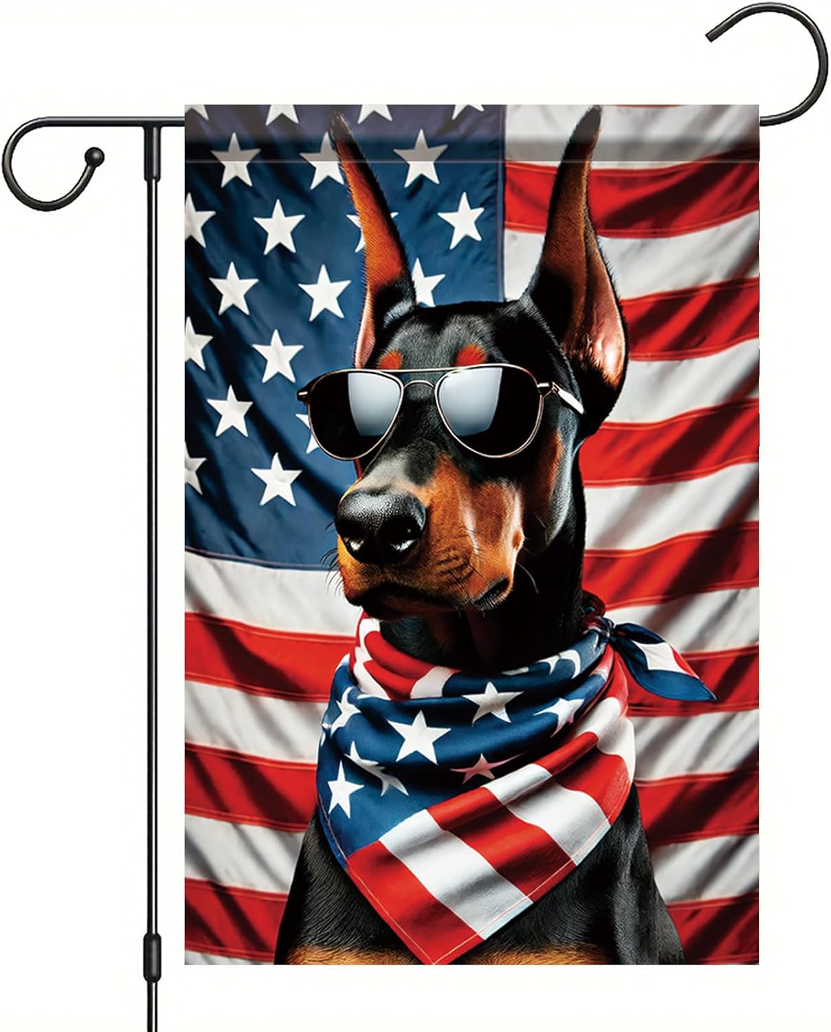 Bandera patriótica Doberman para jardín 4 de Julio