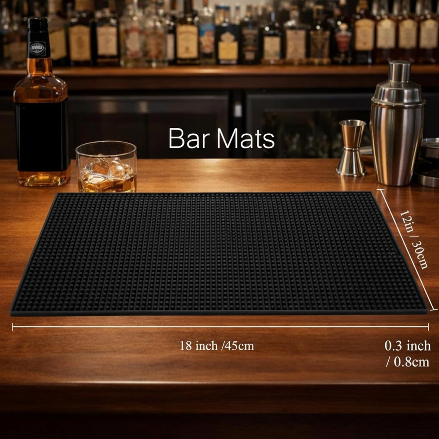 18 Tapetes Bar 18x12pulg Antiderrap Negro