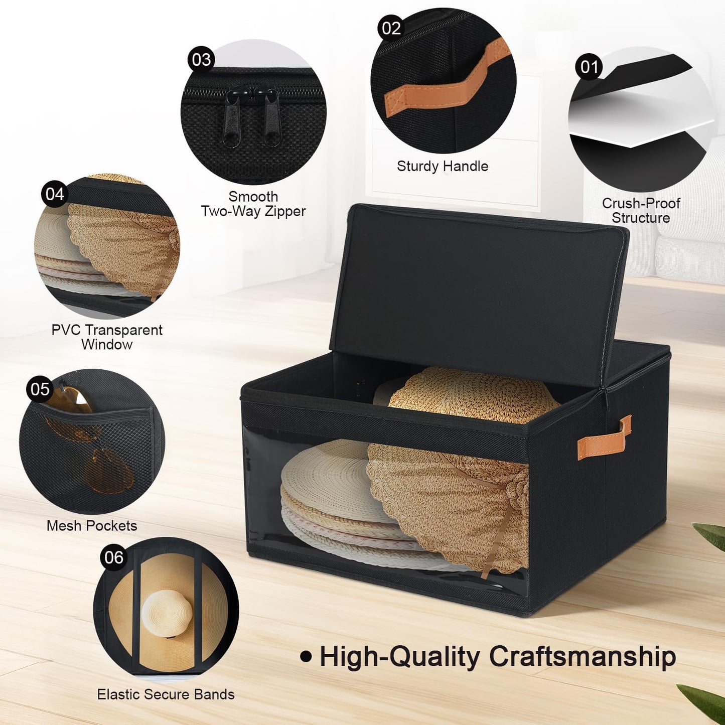 Caja almacenamiento sombreros vaquero organiz. apilable