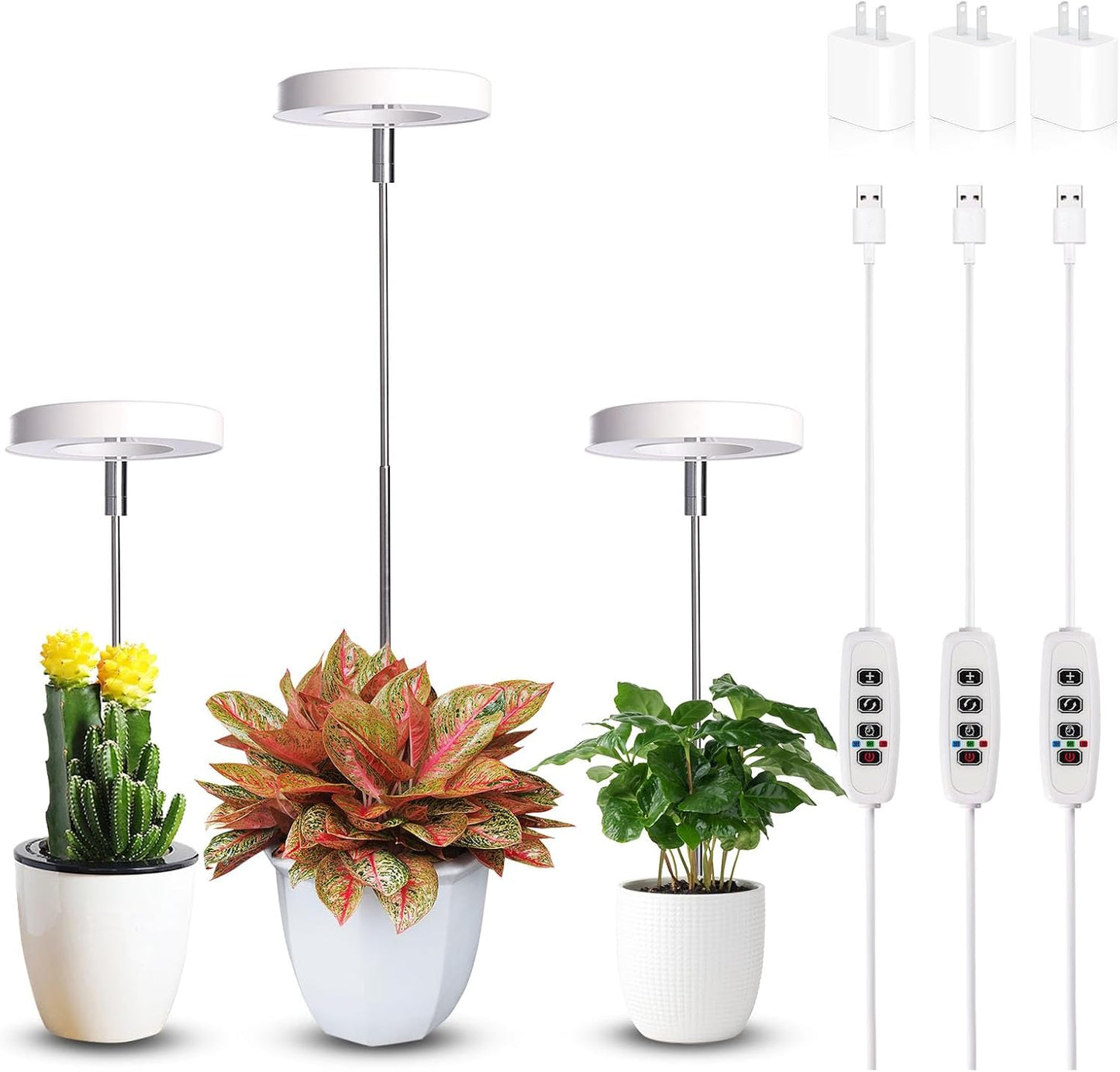Luz crecimiento plantas interiores espectro completo 3/9/12h