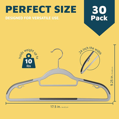 Set 30 Pzas Perchas Plástico Antiderrap