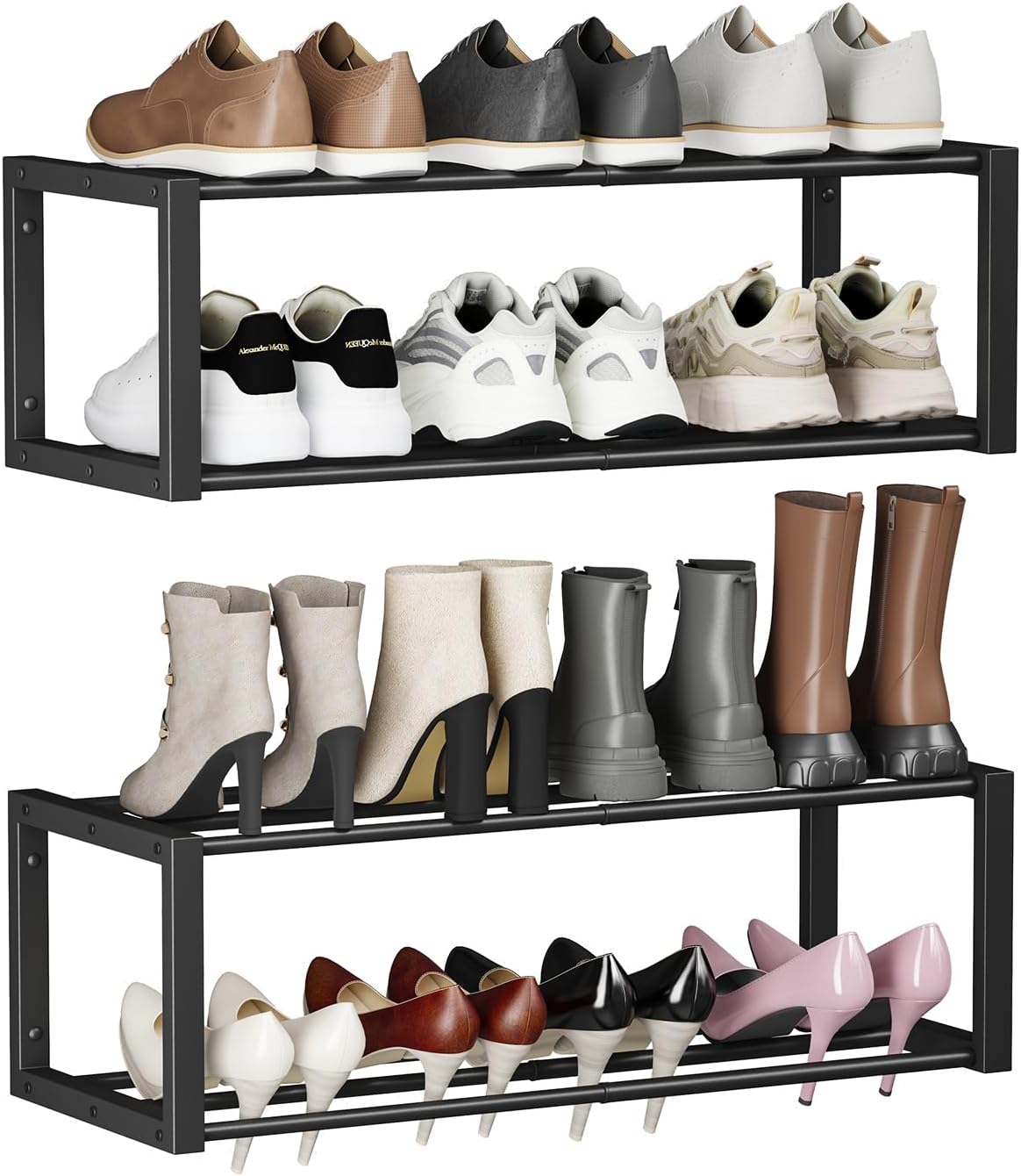 Organiz. zapatos colgante 2 pzas pared 12 pares metal negro