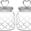 Recipiente vidrio 22oz con tapas corazón herméticas cocina
